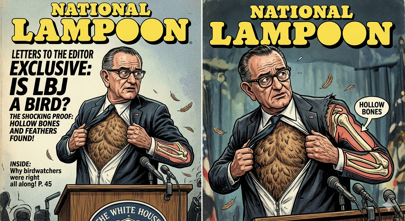 national lampoon letters to the editor lbj hollow bones feathers