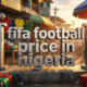 A high-quality, professional digital graphic featuring the bold, clear text "[ fifa football price in nigeria ]" integrated into the center of the design. The typography must be the main focus, rendered in a 3D modern font with sharp edges. The background should be a cinematic scene of [ fifa football price in nigeria ] with dramatic lighting and vibrant colors. Ensure the spelling of "[ fifa football price in nigeria ]" is 100% accurate and clearly legible, appearing as a physical part of the environment. 8k resolution, photorealistic, trending on ArtStation.